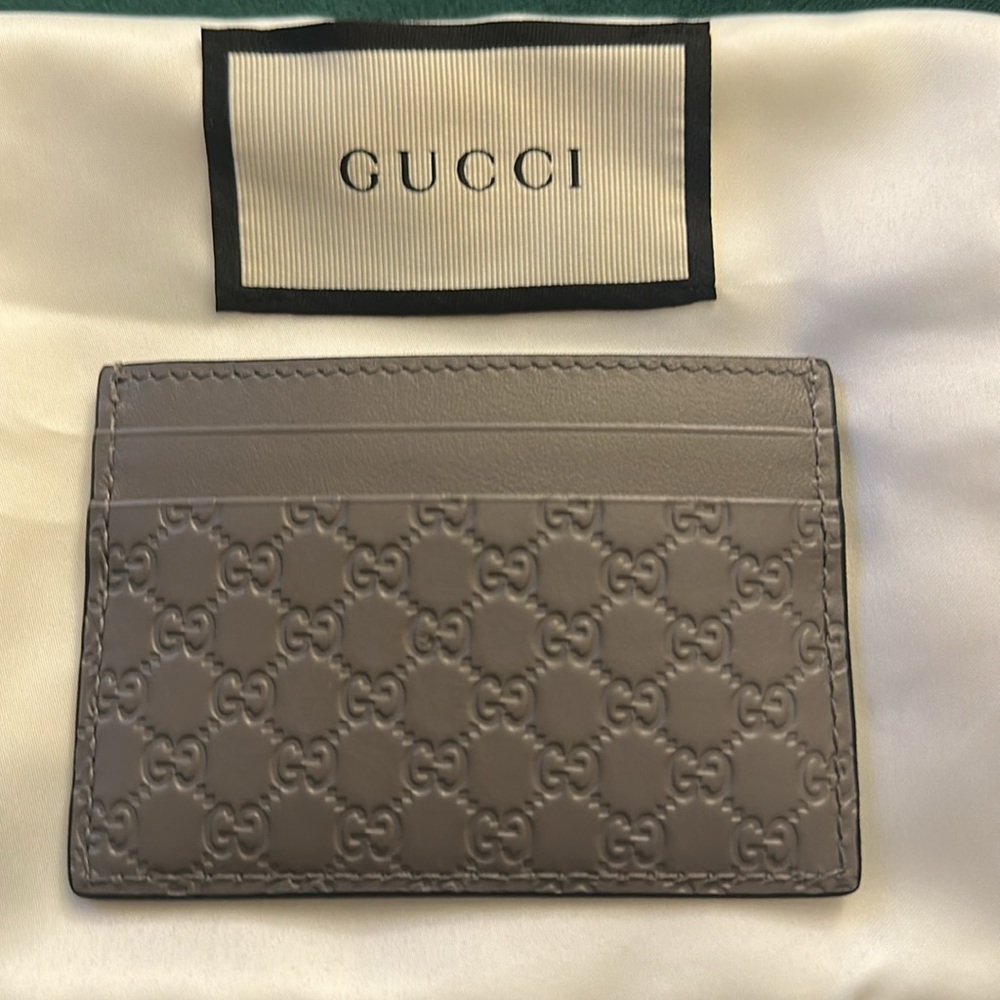 Gucci Embossed Gray Card Holder